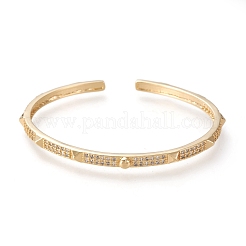 Браслеты-манжеты с прозрачным кубическим цирконием из латуни с микропаве&nbsp;BJEW-F411-05G