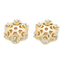 Tappi di perline fantasia in ottone con micro pavé di zirconi trasparenti&nbsp;KK-N259-01