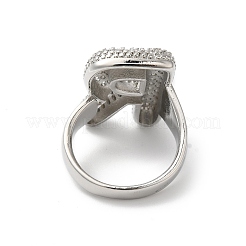 Открытое кольцо-манжета из латуни с надписью микро паве для женщин с прозрачным кубическим цирконием RJEW-N046-03R-P