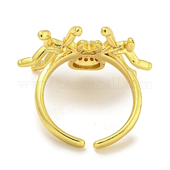 Стойки с покрытием из латуни микро-паве с кубическим цирконием в виде паука открытые манжеты кольца для женщин RJEW-I104-24G