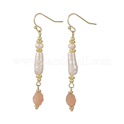 Boucles d'oreilles pendantes en acier inoxydable 304 ornées de perles de culture naturelles mélangées.&nbsp;EJEW-JE07417