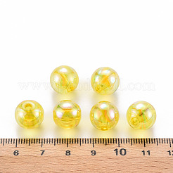 透明なアクリルビーズ  ABカラーメッキ  ラウンド  きいろ  12x11mm  穴：2.5mm  約566個/500g&nbsp;MACR-S370-B12mm-717
