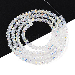 Нити из прозрачных стеклянных бусин-ронделей с цветным покрытием ab&nbsp;EGLA-T029-2mm-10A