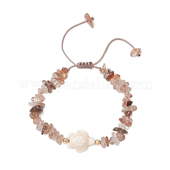 2 шт. регулируемые плетеные браслеты из бусин из натурального черного золота с рутиловым кварцем&nbsp;BJEW-JB11914