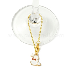 Украшения из эмали с подвеской в виде кролика из сплава HJEW-JM01753-02