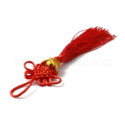 Полиэстер вязание китайский узел кисточка кулон украшения&nbsp;HJEW-WH0068-06