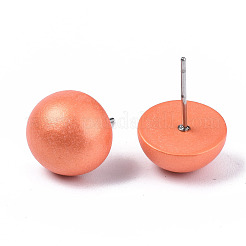 Перламутровые полукруглые серьги из дерева шима для девочек и женщин&nbsp;EJEW-N048-001-12