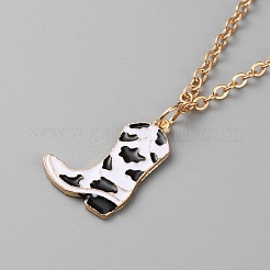 Ожерелье с подвеской из эмали и ковбойской тематикой на цепочках&nbsp;NJEW-WH0013-17B