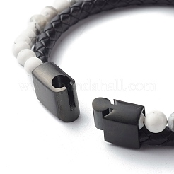 Braccialetti multifilo con perline rotonde in howlite naturale&nbsp;BJEW-JB06571-04