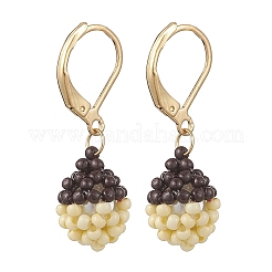 Серьги из стеклянных бусин ручной работы с застежкой-молнией EJEW-MZ00572