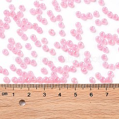 不透明色のレインボーメッキラウンドガラスシードビーズ6/0個  パールピンク  4x3mm  穴：1.2mm  約7200個/ポンド&nbsp;SEED-T006-04D-07