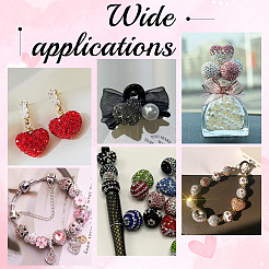 10 шт. 10-цветные бусины из полимерной глины ручной работы в форме сердца со стразами CLAY-PH0001-90