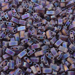 MIYUKIハーフティラビーズ  日本製シードビーズ  2の穴  （htl135fr）マットな透明ルートビールab  5x2.3x1.9mm  穴：0.8mm  約1250個/50g&nbsp;SEED-X0054-HTL0135FR