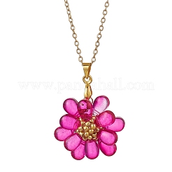 Ожерелья с подвесками из стеклянных бусинок ручной работы в виде цветка NJEW-MZ00096-04