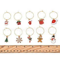 20 шт. 20 стиля подвески для бокалов для вина из сплава и эмали с рождественской тематикой&nbsp;HJEW-HS00082