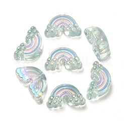 UVメッキレインボー虹色アクリルエナメルビーズ  レインボー  ミックスカラー  17x29x11mm  穴：3.5mm&nbsp;X-OACR-G012-08