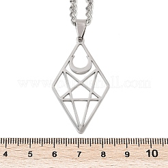 Ожерелья с подвеской из нержавеющей стали 201 с полыми бриллиантами в форме луны для мужчин и женщин&nbsp;LS-NJEW-K283-25P