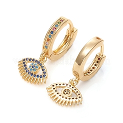 Серьги-кольца из латуни с микро-паве из фианита EJEW-G276-04G
