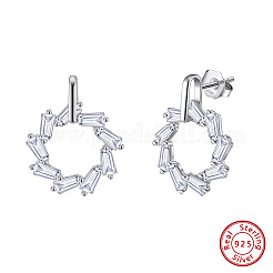 925 стерлингового серебра серьги стержня EJEW-C146-01P