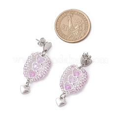 Серьги-гвоздики из нержавеющей стали 304 с ограненными биконусными стеклянными бусинами&nbsp;EJEW-WZ00437-04