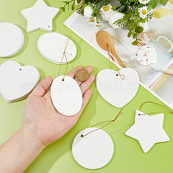 16 шт. 4 стиля фарфоровых подвесных украшений с термопереносом&nbsp;HJEW-FH0001-77