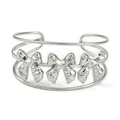 Не тускнеющие широкие открытые браслеты-манжеты из нержавеющей стали 304 с ажурным бантом&nbsp;BJEW-Q348-04P-01