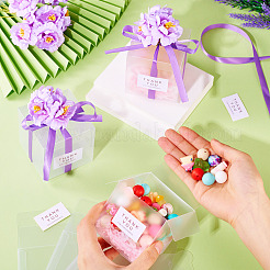 Прозрачные подарочные коробки для упаковки конфет из ПВХ с лентой и искусственным цветком&nbsp;CON-TAC0001-20E