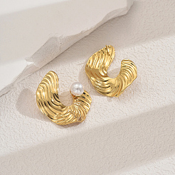 Серьги-гвоздики из нержавеющей стали с текстурированными самородками NW2943