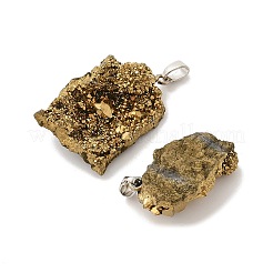 Подвески из натурального агата с гальваническим покрытием из необработанного камня&nbsp;G-H084-07P-03