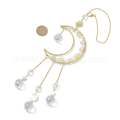 Подвесные ловцы солнца из натурального кварца и латуни HJEW-JM04253-02