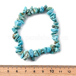 Unisex-Chip-Stretch-Armbänder aus synthetischen türkisfarbenen (gefärbten) Perlen&nbsp;BJEW-S143-05