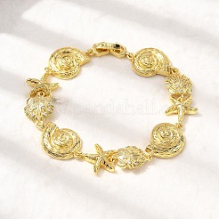 Летние пляжные браслеты-цепочки с микропаве из латуни&nbsp;BJEW-C118-02A-G