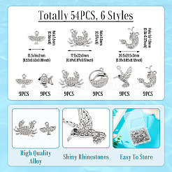 54 pz 6 stili ciondoli di strass in lega&nbsp;FIND-TA0010-65P