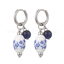 Овальные серьги-кольца из нержавеющей стали 316 и 202&nbsp;EJEW-JE06734-01