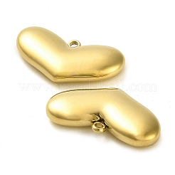 304ステンレスペンダント  ハートチャーム  14KGP本金メッキ  13x24x4.5mm  穴：1.6mm&nbsp;STAS-L022-108G-05