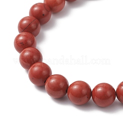 Браслеты из натуральной красной яшмы с круглыми бусинами для мужчин и женщин&nbsp;BJEW-JB12258-02