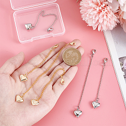 6 шт. 2-х цветные латунные сердечки с цепочкой HJEW-PH02183