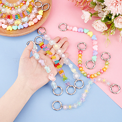 1 комплект цепочек для обуви с прозрачными акриловыми бусинами в виде цветка&nbsp;FIND-PH0009-97