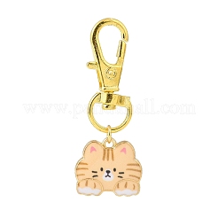 猫合金エナメル ペンダント装飾セット  合金スイベルクラスプチャーム  クリップオンチャーム  キーホルダー用  財布  バックパック飾り  ミックスカラー  48mm&nbsp;HJEW-JM00824