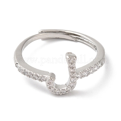 Anillos ajustables con letras árabes de circonia cúbica de latón chapado en estante para mujer&nbsp;RJEW-S407-10P-02