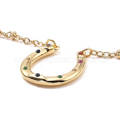 Collier pendentif en arc de zircone cubique coloré avec chaînes satellite en laiton pour femmes&nbsp;NJEW-Z018-01G
