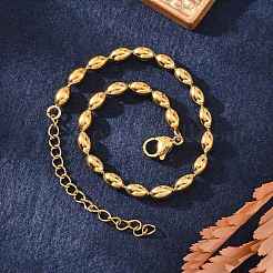 Ионное покрытие (ip) 304 нержавеющая сталь овальные шариковые цепочки браслеты для женщин&nbsp;X-BJEW-C046-01G