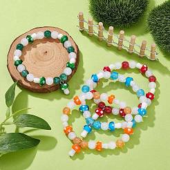 Эластичный браслет из бисера лэмпворк с подвесками в виде грибов из смолы&nbsp;BJEW-JB09570