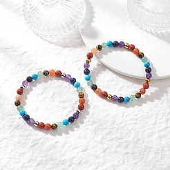 2 bracelet extensible en perles de pierres précieuses naturelles mélangées pour femmes&nbsp;BJEW-JB12607