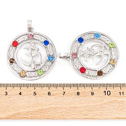 Подвески со стразами из микропаве из сплава чакры G-NH0025-07P