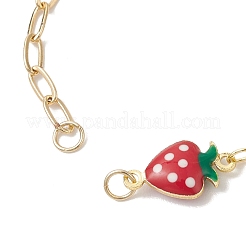 Изготовление браслета из цепочек с красной эмалью и звеньями в форме клубники из латуни.&nbsp;AJEW-JB01551