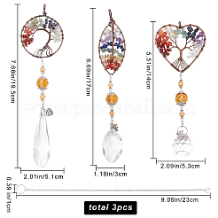 Thème chakra mélange de pierres précieuses gros pendentifs&nbsp;G-WH0016-15