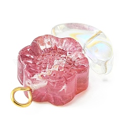 ガラスチャーム  黄金の鉄のパーツと  ひまわりチャーム  ミックスカラー  23~23.5x14x6mm  穴：2.5~2.8mm&nbsp;PALLOY-TA00059-01