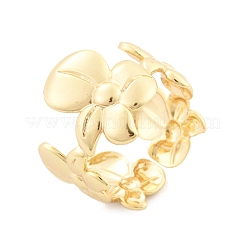 Цветочные латунные манжеты для женщин RJEW-B119-14G-01