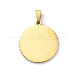 ステンレスペンダント201個  フラットラウンド  ゴールドカラー  28x25x1mm  穴：7x4mm&nbsp;STAS-C062-05G